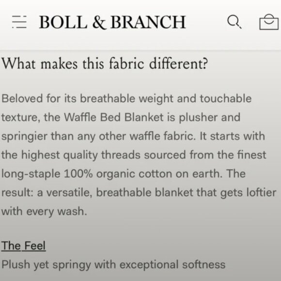 FIRE SALE! WED ONLY BOLL & BRANCH Waffle Bed Blanket - Full/Queen - Oatmeal EUC - Picture 5 of 7